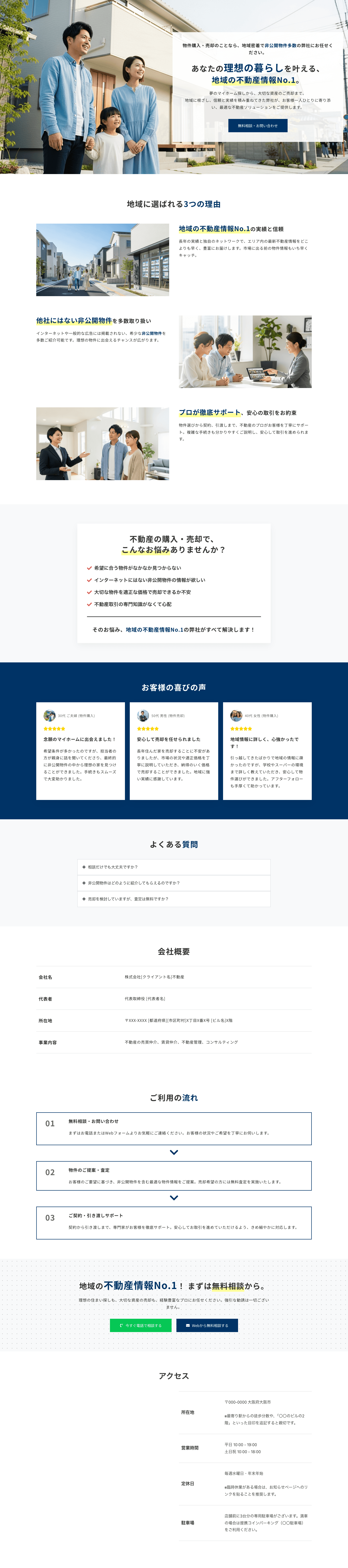 【地域の不動産情報No.1】物件購入・売却検討者向け 不動産会社テンプレート